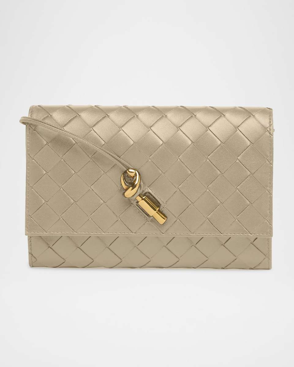 Andiamo Metallic Leather Pouch Bag
